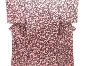 大正ロマン　紋錦紗抽象枝の実模様着物